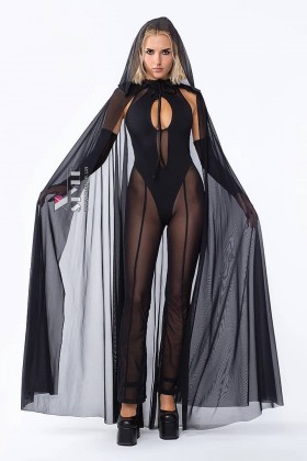 Long Translucent Cape with Hood X019