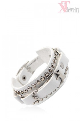 XTJ White Leather Studded Bracelet