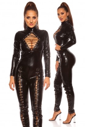 KouCla Latex Jumpsuit with Lacing and Neckline KouCla Latex Jumpsuit with Lacing and Neckline