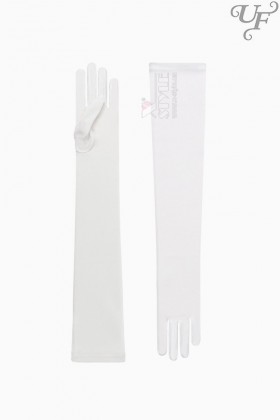 Длинные матовые белые перчатки (55 см)