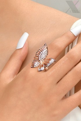 Big Butterfly Rose Gold-Plated Ring