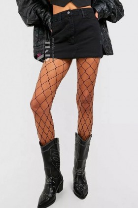 Wide Black Fishnet Tights XC4154