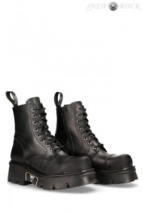 Black Leather Platform Boots NR4012