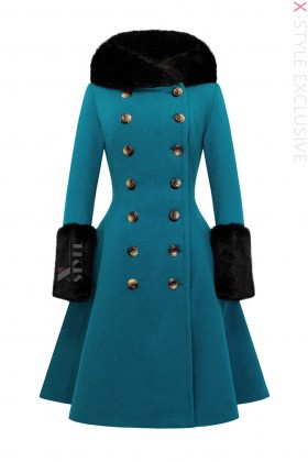 Women's Winter Wool Coat with Hood and Fur X92