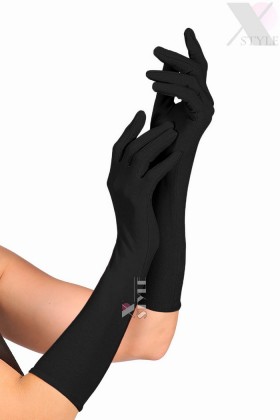 Elbow-length Matte Black Gloves