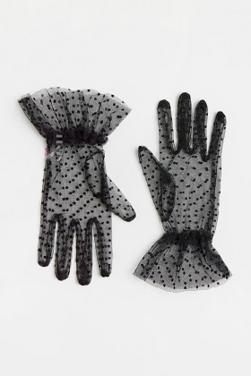 UF-Vintage Black Tulle Gloves