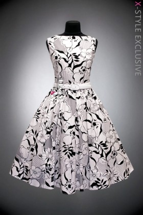 Цветочное хлопковое ретро-платье с поясом X5352