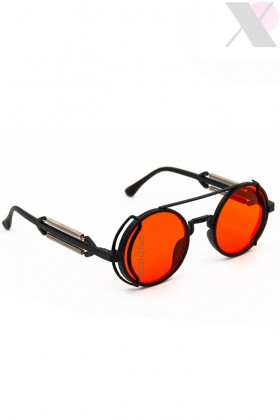Grunge Punk Round Sunglasses - Red