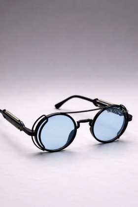 Men's & Women's Futuristic Cyberpunk Blue Glasses + Pouch