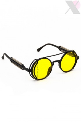 Grunge Punk glasses with yellow lenses + pouch