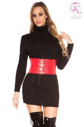 Roll Neck Cable Knit Sweater Dress