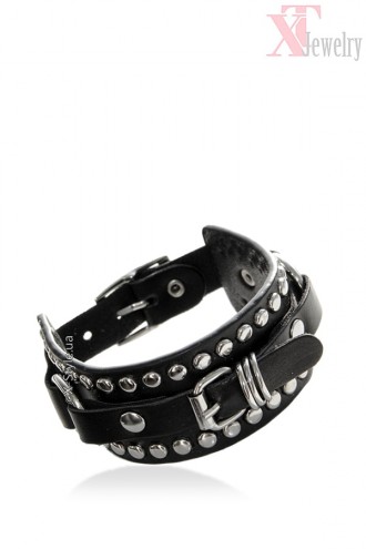 Leather Bracelet with Rings XJ139 (710139)