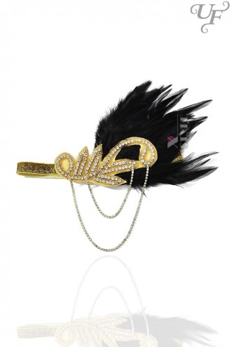Gold-Colored Gatsby Headband with Chains (504249)
