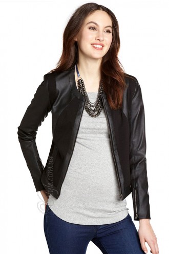 Women's Faux Leather Jacket with Cashmere Inserts (112110)