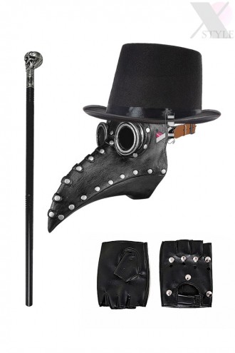 Комплект Чумний лікар (маска, капелюх, рукавички, тростина) (611019)