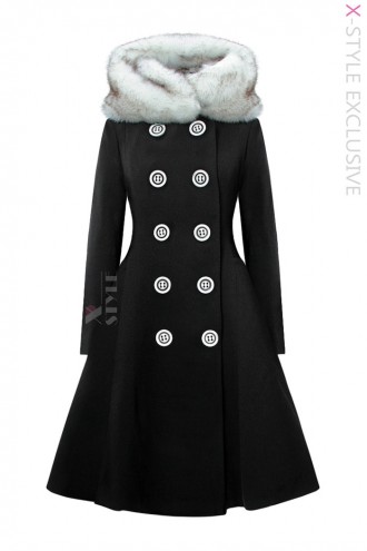 Vintage Women's Winter Wool Coat with Fur X093 (115093)