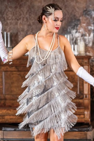 Shiny Silvery Fringed Dress XC587 (105587)