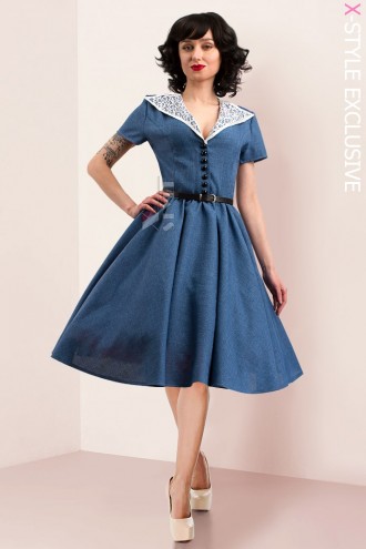 Vintage style linen retro dress X5353 (105353)