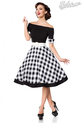Vintage Off Shoulder Swing Dress (105255)