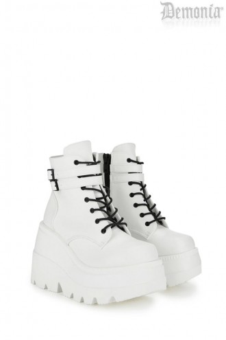 SHAKER White High Platform Boots  (310041)