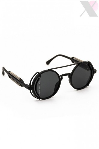 Grunge Punk Industrial Round Sunglasses - black (905134)