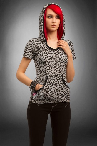 Hooded Stars T-shirt with Pocket (102151)