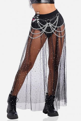 Rave Dive Glitter Sheer Skirt with Shorts (107199)