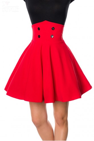 Belsira Red Flared Retro Short Skirt (107133)