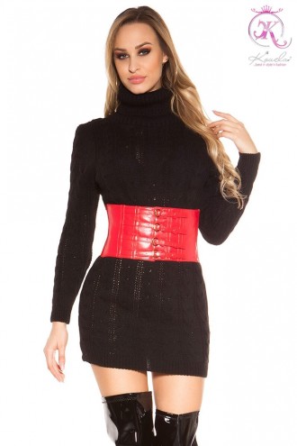 Roll Neck Cable Knit Sweater Dress (111291)