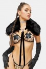 Fur Shawl with Lace and Cameo Brooch XTC130