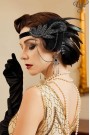 Gatsby Headband with Feathers and Chains