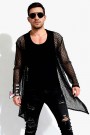 Men's Black Fishnet Cardigan X5007