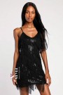 Black Glitter Dress with Fringe X5585
