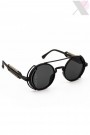 Grunge Punk Industrial Round Sunglasses - black