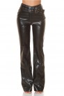 Wide Faux Leather Flared Pants with Belt KC8129 (108129) - 6
