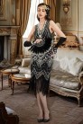 Gatsby Girl Costume (dress, gloves, headband, necklace, cigarette holder) (611047) - материал