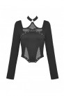 Turtleneck Longsleeve Top with Choker and Straps (141036) - 3