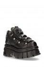 Nomada-106 Black Leather High Platform Sneakers (314029) - 4