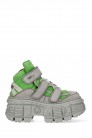 VERDE FLUOUR Chunky Leather Platform Sneakers (314041) - 3