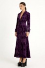 Длинное бархатное платье-пальто с цветочным узором (114066) - 4