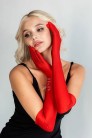 Длинные красные перчатки из атласа UV202 (601202) - оригинальная одежда
