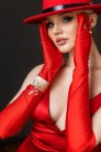 Long Red Satin Gloves UV202 (601202) - оригинальная одежда