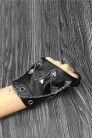 Women's Faux Leather Fingerless Gloves with Chains and Studs C1186 (601186) - материал
