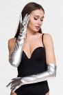 Длинные блестящие серебристые перчатки SC188 (601188) - оригинальная одежда