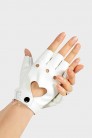 Білі шкіряні рукавички без пальців X208 (601208) - оригинальная одежда