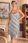 Блестящее серебристое платье с бахромой XC587 (105587) - 4