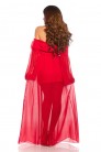 Red Chiffon Off Shoulder Dress (105512) - оригинальная одежда