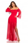 Red Chiffon Off Shoulder Dress (105512) - 3