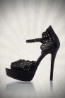 Черные туфли с перфорацией и ремешком Belsira (300012) - цена