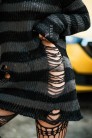 Black Moiré Oversized Sweater with Holes  (111234) - материал